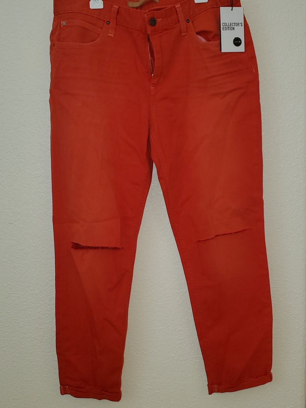 NWT Joe's Jeans Bold Orange Distressed Boyfriend Jeans